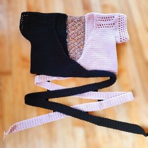 Lace back Wrap Crop Top with Sleeves